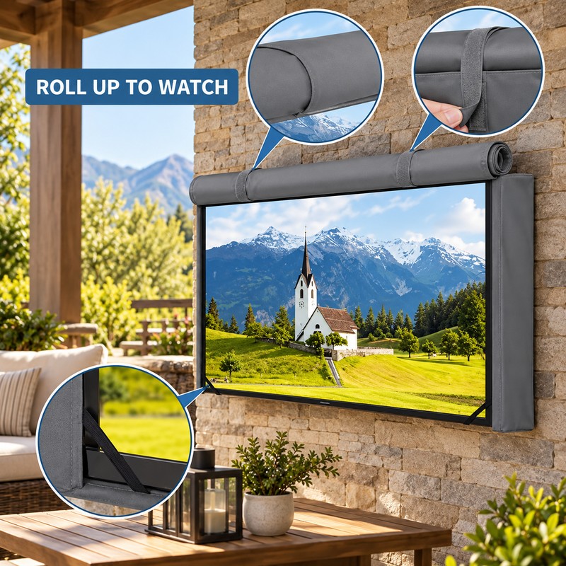 55-58 Inch Outdoor TV Cover, 600D Oxford Weatherproof Cover with