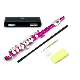 Sky Band Approved Piccolo Key of C with Hard Case, Cloth, Cleaning Rod, Joint Grease, and Screw Driver, (Hot Pink/Silver)