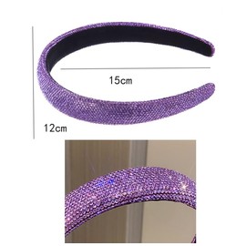 Feilguee 1 PCS Rhinestone Headband Glitter Non-Slip Wide Headband, Solid Hair Band Fashion Hair Accessories for Women Girls(Purple)