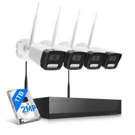 Wireless Security Camera Systems, 6CH WiFi Security Camera System Wireless with 4 2MP Cameras, 2 Way Audio, Night Vision, Motion Detection, Free App, H.265+ Encoding, 1TB HDD for 24/7 Recording