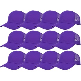 Gelante Mesh Trucker Hat Baseball Cap Structured Front Panel Wholesale LOT 12 Pack, Purple, One Size