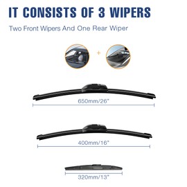 ICEXSNOW 26"+16"+13" Silicone Windshield Wiper Blades Replacement for Honda CRV 2016 2015 2014 2013 2012 All-Weather Automotive Replacement Windshield Wiper Blades,Set of 3