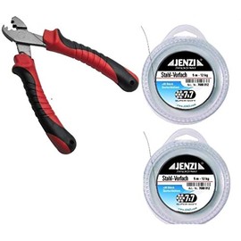 blntackle76 Top Leader Set 2 x Steel Leader by Jenzi 7 x 7 12 kg, 5 m, 20 Crimp Sleeves Pliers and Petri Heil! Sticker
