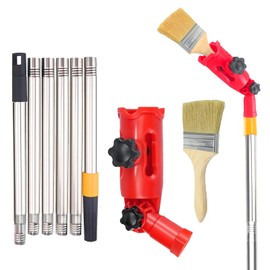 Ninnyi 1.7m Multi Angle Paint Brush Extension Pole Set, 1 Red Universal Clamp 6 Extendable Poles and 1 Brush