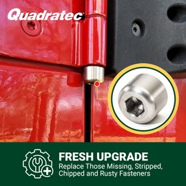 Quadratec Anti-Theft Hinge Pin Nuts - Fits Jeep Wrangler TJ & LJ Unlimited 1997-2006 - Stainless Steel Hinge Pins - Made in the USA - Added Security Prevents Door Theft - 4-Pack with Allen Wrench