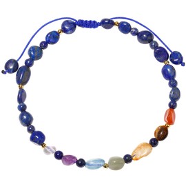 Jewboo 7 Chakra Crystals and Stones Anklet Irregular Tumbled Gems Beaded Ankle Bracelets for Women Spiritual Energy Meditation Yoga Healing Jewelry Mom's Gifts (Lapis Lazuli)
