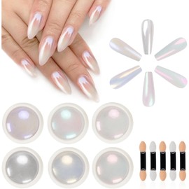 6 Colores Polvo de Uñas Cromado Efecto Espejo, Pigmento Metálico Manicura Kit de Nail Art con Esponja Aplicadora, Ideal para Uñas de Gel y Decoración Profesional