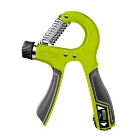Grip Strength Trainer with Counter Adjustable Strength Electronic Hand Grip Strengthener Forearm Exerciser with Gloves Green