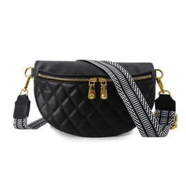 Beejirm Crossbody Fanny Packs for Women Cross Body Purse Vegan Leather Small Crossbody Sling Bags for Women Trendy Chest Belt Bum Bags for Women Crossbody Purse(Black)