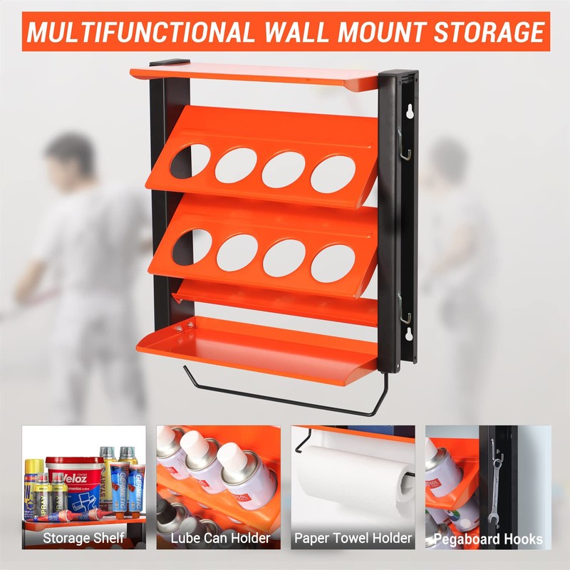 Wallmaster Spray Can Holder, Lube Can Wall Mount Storage Rack
