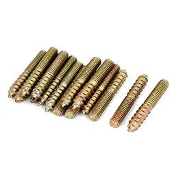 Sourcingmap M6 x 40mm Double Ended Threaded Self Tapping Screw Rod Bolt Stud 15Pcs
