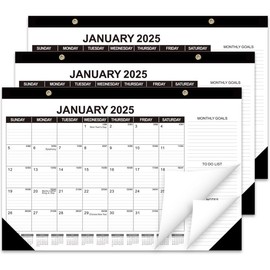 GuassLee Desk Calendar 2025, 3 Packs, 18 Months Calendar 17" × 11.5" Desk Calendar from January. 2025 to June. 2026 with Julian Date, To-do List, Notes, Monthly Goals, for Home School Office