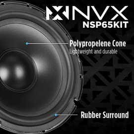 NVX® NSP65KIT 6.5" Car Speakers, 600W Max, 200W RMS, 2-Way Component System w/Silk Dome Tweeters & Passive X-Overs, Easy to Install in Cars/Trucks/Doors (Pair)