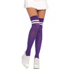 Leg Avenue Ribbed athletic thigh highs, Purple, One Size