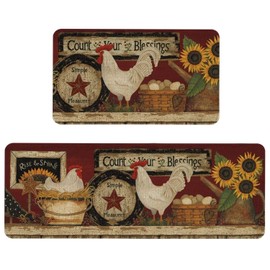 Roszwtit Farmhouse Kitchen Rugs and Mats Set of 2, Farm Rooster Kitchen Mat, Seasonal ...