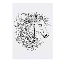 'Horse' Temporary Tattoo - Water Resistant, Skin-Safe, Non-Toxic Transfer (TO00063545)