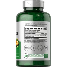 Horbäach Citrus Bioflavonoids Supplement | 1500mg | 300 Caplets | Vegetarian, Non-GMO, and Gluten Free Formula | Value Size