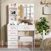 White Dressing Table with 6 Drawer Slide Mirrow and Stool 3