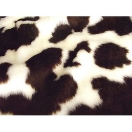 Animal Fun Faux Fur Fabric Material - BROWN COW