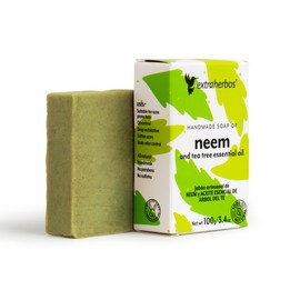 Extraherbos Jabón Artesanal de Neem y Árbol del Té 100g - Limpiador Facial y Corporal Anti-acné | Control de Grasa, Exfoliante Orgánico para Piel Grasa y Manchas