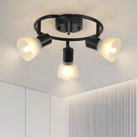 KEESFU 3-Light Kitchen Flush Mount Ceiling Light，Modern Round Track Lighting Fixtures，Directional Ceiling Spot Light for Dining Room Bedroom Hallway.