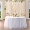 Suppromo 6ft White Tulle Table Skirt for Rectangle Tables or