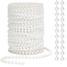 Pearl Garland, 6 MM White Faux String of Pearls, 78 FT Pearl Garland for Christmas Tree, Pearl Strands Spool Pearl String Bead Roll for Backdrop Centerpiece Flowers Wedding Party Decoration DIY Craft
