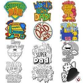 Ertyjikg 36 PCS Father's Day Decorations Magnets Craft Set,Color Your Own Father's Day Magnets Craft DIY Thank You Father Crafts Kit Decorations for Father's Day Party School Activities