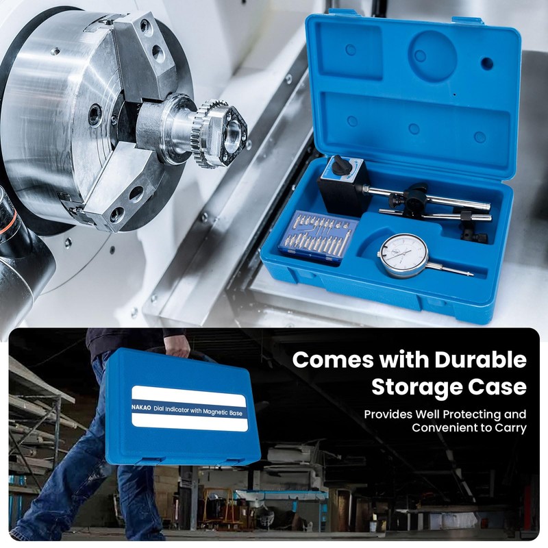 Dial Indicator with Magnetic Base and Point Precision Inspection Set,