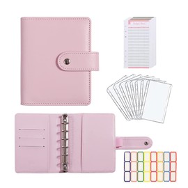 eleger A7 Budget Binder Set - Mini Money Organizer for Cash Saving, Cash Stuffing Envelope System, Planner Binders with Pockets, Sheets and Stickers, Pink, A7MBBKE-PINK