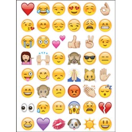 912 x Emoji Stickers | Unique Assorted Face, Animal & Symbol Designs | Waterproof & Non-Toxic | Ideal for Scrapbook, Diary, Children’s Reward, Craft & More | Die-Cut, 18mm Diameter, Across 19 Sheets