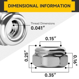 #10-24 Nylon Insert Hex Lock Nuts Stainless Steel Self-Locking UNC Nuts Fasteners for Industrial Construction Fasteners, 160Pcs by Mywish
