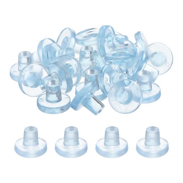 uxcell 26pcs Stemmed Glass Table Top Bumper 8mm/0.31" Clear Rubber