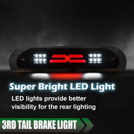 GRAND ORANGE LED 3rd Brake Light Compatible with 2002-2008 Dodge Ram 1500 /Fit 2003-2009 Dodge Ram 2500 3500 Cargo Light High Mount Lamp Smoked Lens 5072594AB