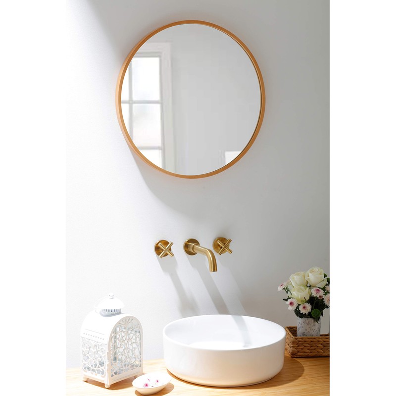 SITGES Gold Bathroom Faucet, Double Handle Wall Mount Bathroom Sink