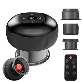 Juego de Terapia de Ventosas Eléctricas,Máquina de Ventosas Dinámica Inteligente 5 en 1 con Compresa Caliente con Luz Roja,Control Remoto Inalámbrico y 3 Ventosas reemplazable ,12 niveles de temperatura y succión