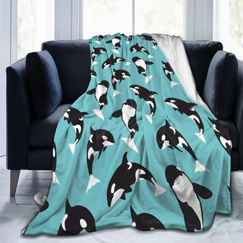 Chioee MT0992XA Flannel Blanket Throw Orca Pattern, Cute Animal, Stylish