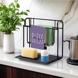 jutshow Spring Purple Flowers Kitchen Towels Dish Towels, 16x24 inch Bless Lavender Floral Hand Towel Set of 2, Decorative Lavender Towel for Bathroom Kitchen Decoration