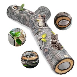 GRETMIX Cat Tunnel,3 Way Cat Toys,Tree Trunk Cat Tunnels for Indoor, Cat Maze for Kitty, Puppy, Kitten,Rabbit to Chase and Play, Collapsible Tube, Easy to Store Kitten Tunnel,L59,Tree Design Gift