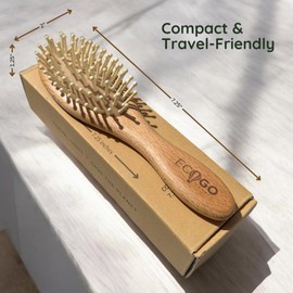 Small Wooden Hair Brush – Bamboo Bristle Detangler for Women, Men & Kids – Compact, Fits in Purse or Pocket, Ideal for Travel, Wet or Dry Hair, Scalp Massage, Ergonomic Handle