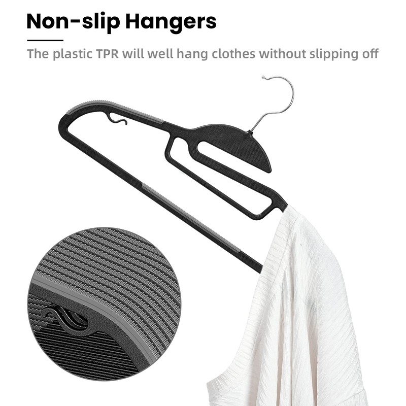 Heavy Duty Plastic Hangers 50 Pack with Non-Slip Design,0.2 Inches