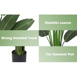 Artificial Bird of Paradise Plant 7ft Tall Fake Silk Banana Leaf Tropical Trees with 19 Leaves Faux Floor Plant for Home Decor Indoor Outdoor, 82 Inch