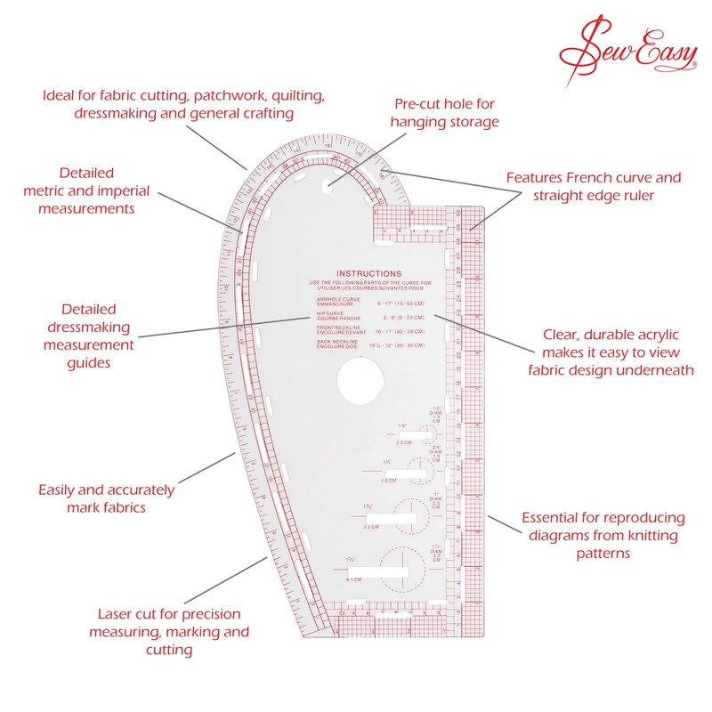 Sew Easy Curved Template – 13.875 x 7.375” Quilting &
