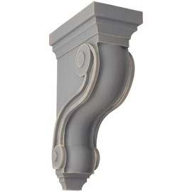 Ekena Millwork CORWD03X06X10TSPG Boston Traditional Scroll Vintage Decor Corbel 3 3/8"W x 6 1/2"D x 10 1/2"H Pebble Grey