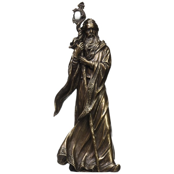 UNICORN STUDIO 11.75 Inch Cold Cast Bronze Color Merlin Figurine Statue Home Decor