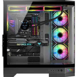 DIYPC Vanguard-F1-BK -Black Dual USB3.0 and Type C Tempered Glass ATX Full Tower Gaming Computer Case w/ 4 x ARGB PWM Fans (3 x MB Side, 1 x Rear) Pre-Installed.
