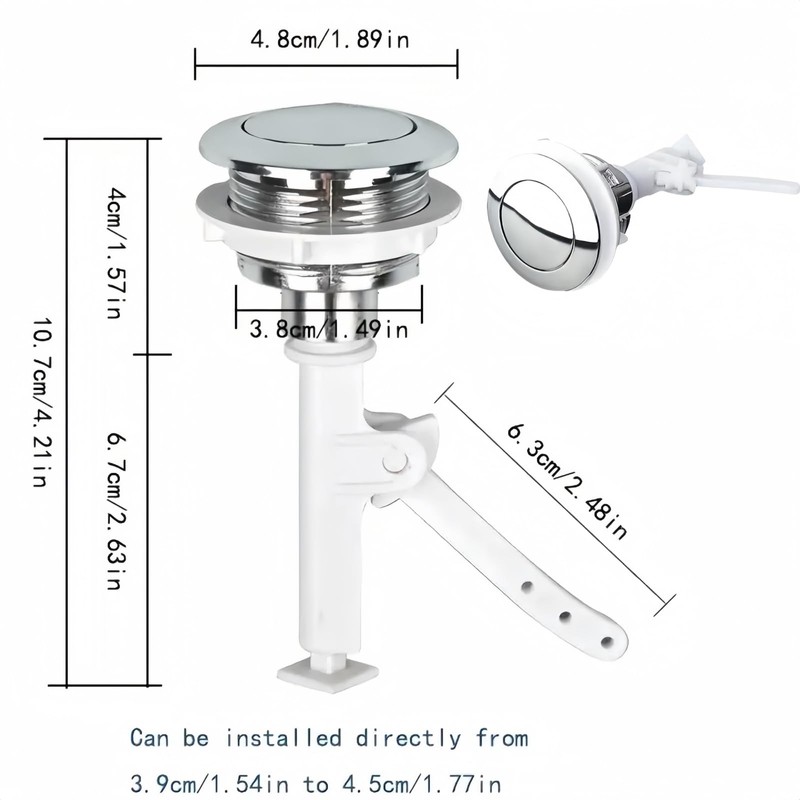 2PCS Toilet Flush Button,Round Head Toilet Cistern Push Button,38mm Single