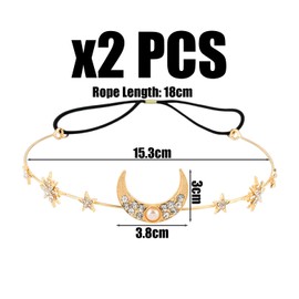 2 Pieces Of Star And Moon Headband, Retro Ele Headband, Diamond-Set Headband, Decorative Headband, Clothing Accessories