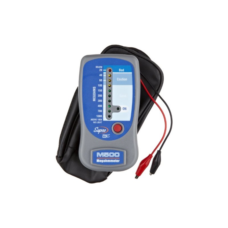 Supco M500 Insulation Tester/Electronic Megohmmeter with Soft Carrying Case, 0