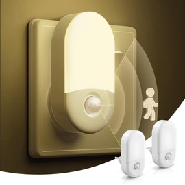 LOHAS-LED Night Light with Motion Sensor [Pack of 2], Night Light Socket Warm White 3000 K, Brightness Adjustable, LED Night Light, Motion Sensor Socket for Stairway, Bedroom, Hallway